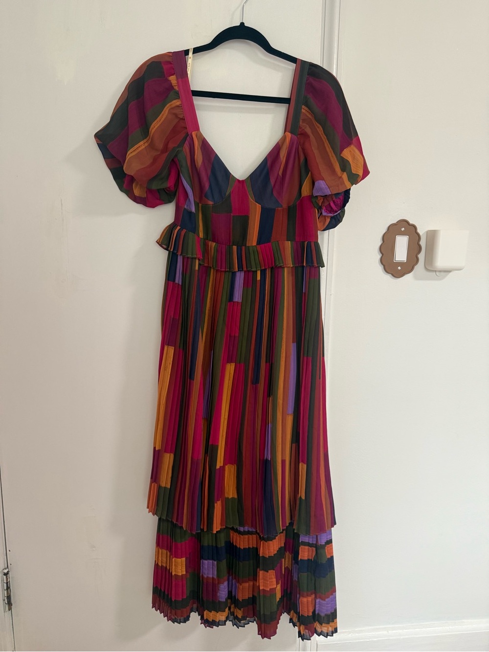 Farm Rio NWT Striped Pleated Midi Dress
